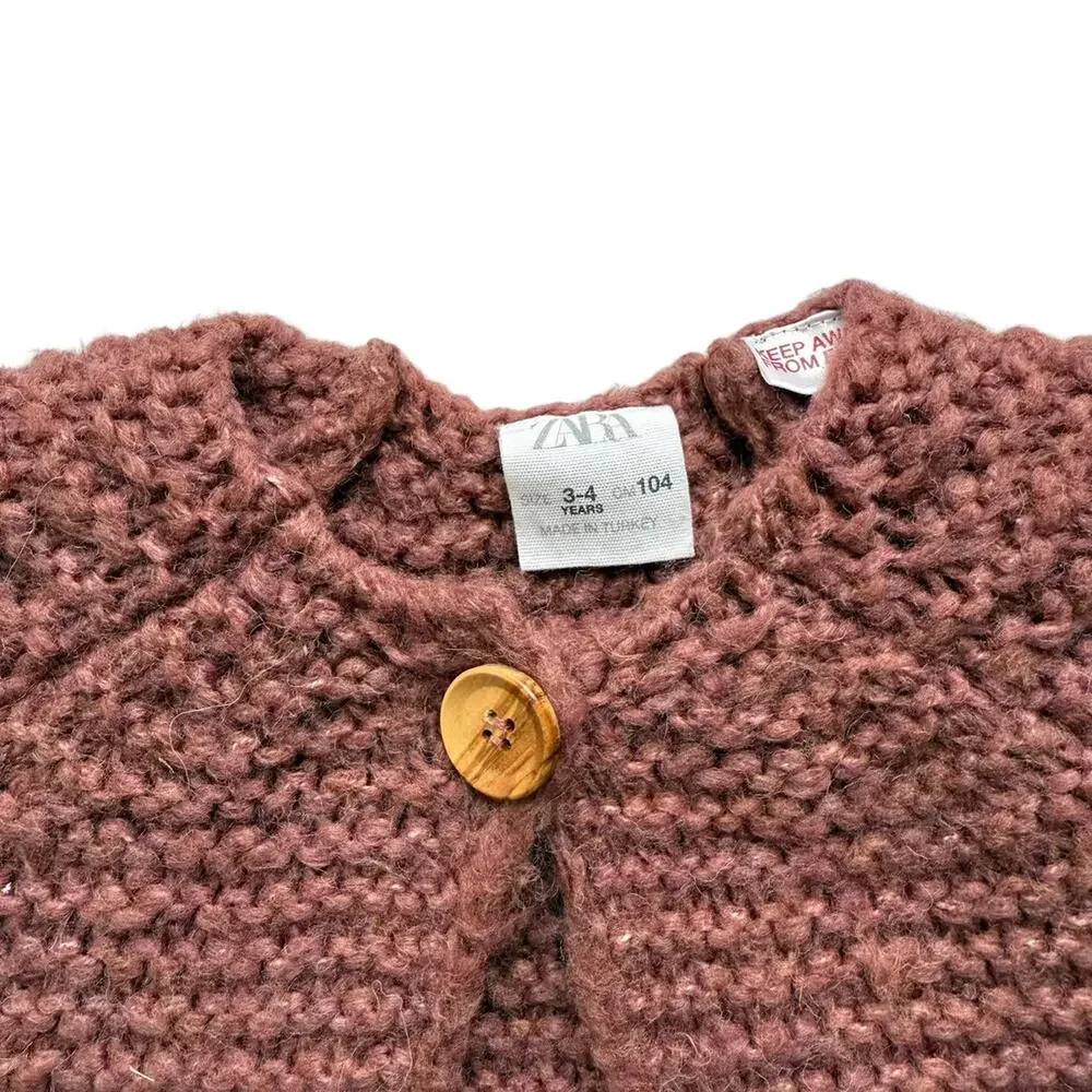 Zara Chunky Knit Cardigan Sweater Size 3-4y